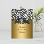 野生動物白黒金ゴールド誕生日パーティー 招待状 (スタンド正面)