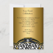 野生動物白黒金ゴールド誕生日パーティー 招待状 (裏面)