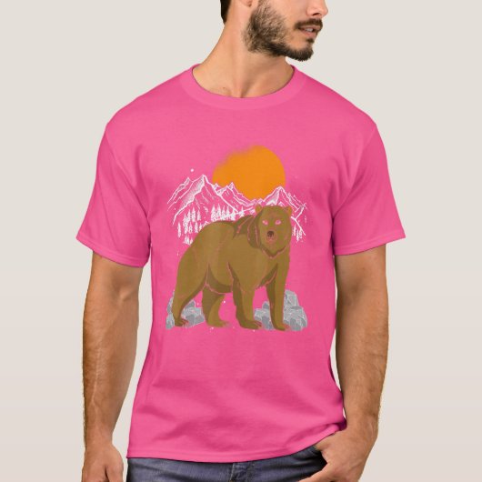 野生動物茶クマ森林動物自然動物B Tシャツ (正面)
