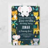 野生動物誕生日招待状-パーティー動物 招待状 (正面)