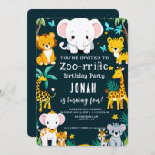 野生動物誕生日招待状-パーティー動物 招待状 (正面/裏面)