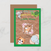 野生動物赤ちゃんシャワーフラットカード (正面/裏面)