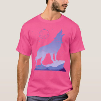 野生動物野生動物満月ハウリングオオカミ Tシャツ