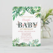 野生動物飼育環境ストライプの誕生日 招待状 (スタンド正面)