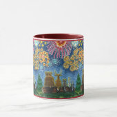 野生動物7月4日の花火、かわいいおもしろい マグカップ (中央)