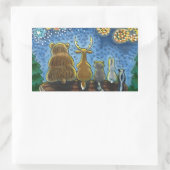 野生動物7月4日の花火、かわいいおもしろい 長方形シール (バッグ)