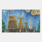 野生動物7月4日の花火、かわいいおもしろい 長方形シール (正面)