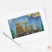 野生動物7月4日の花火、かわいいおもしろい 長方形シール (封筒)