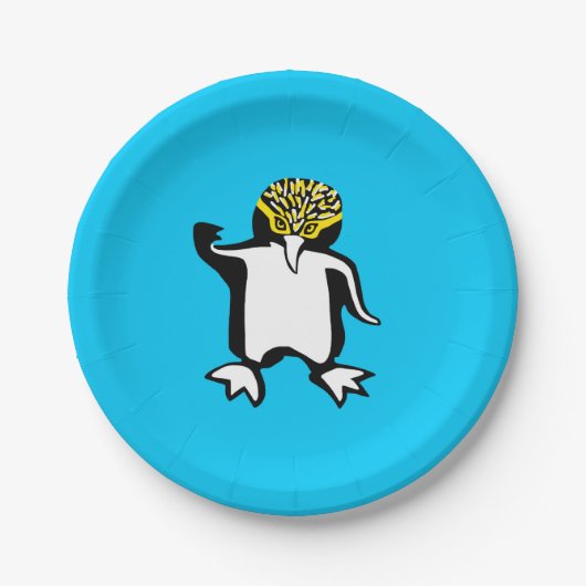 野生動物 – かわいいペンギン – 動物愛好家 – 青 ペーパープレート (正面)