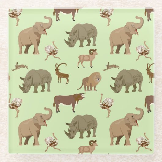 野生動物 ガラスコースター (正面)