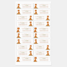 野生動物 キツネ カートゥーン 水彩 花 ラベル