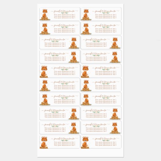 野生動物 キツネ カートゥーン 水彩 花 ラベル (シート)