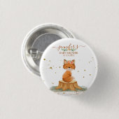 野生動物 キツネ 水彩 花 缶バッジ (正面&裏面)