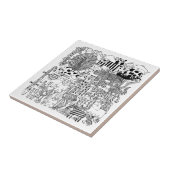 野生動物 モノクロ 手描きアート タイル (側面)