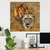 野生動物 – ライオンとライオン ポスター (ホームオフィス)