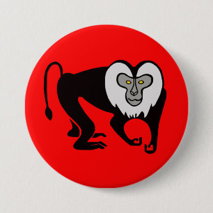 野生動物 – ライオン尾MACAQUE – サル – 赤 缶バッジ