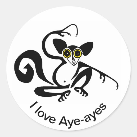 野生動物 – 私はAYE-AYESを愛する – 自然 – 野生動物 ラウンドシール (正面)