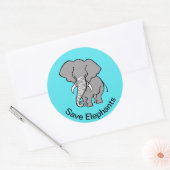 野生動物 – 象救 – 絶滅危惧動物 –  ラウンドシール (封筒)