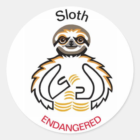 野生動物–3トースSLOTH – 絶滅危惧動物 ラウンドシール (正面)