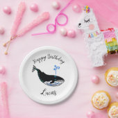 野生動物 – Blue WHALE -ハッピーバースデー-パーティー ペーパープレート (パーティー)