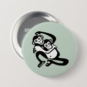 野生動物 – BONOBO – チンパンジー – 霊長類 – 緑 缶バッジ (正面&裏面)