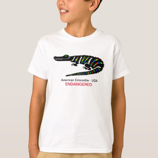 野生動物 – Crocodile – アメリカ – 野生動物 Tシャツ (正面)