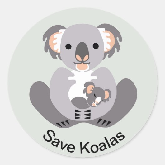 野生動物 – KOALAS救 – 絶滅危惧動物 ラウンドシール (正面)