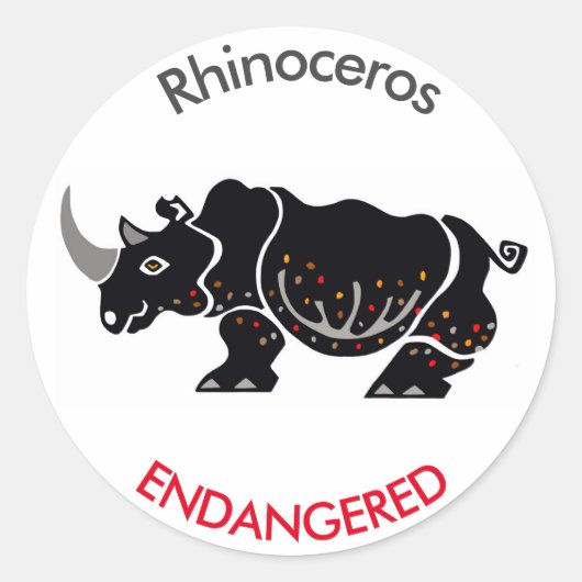 野生動物 – RHINOCEROS – 保護 – アフリカ ラウンドシール (正面)