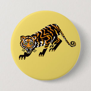 野生動物 – TIGER – 野生動物 – 黄色 缶バッジ