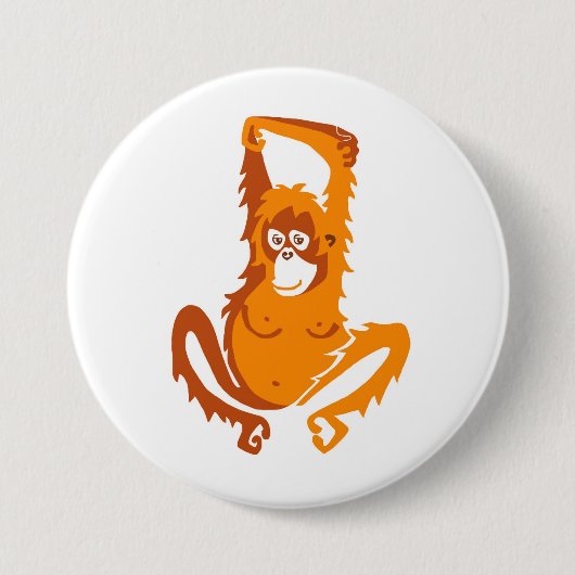 野生動物ORANGUTAN – 絶滅危惧動物グラフィック 缶バッジ (正面)