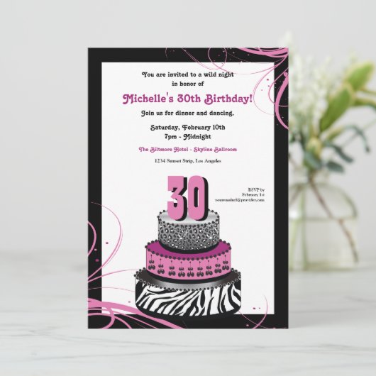野生夜お誕生日ケーキの招待状 招待状 (スタンド正面)
