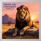 野生威厳のあるの宗教のライオ絵を描ン ポスター (正面)