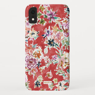 野生愛はっきりしたで赤い花柄 iPhone XRケース