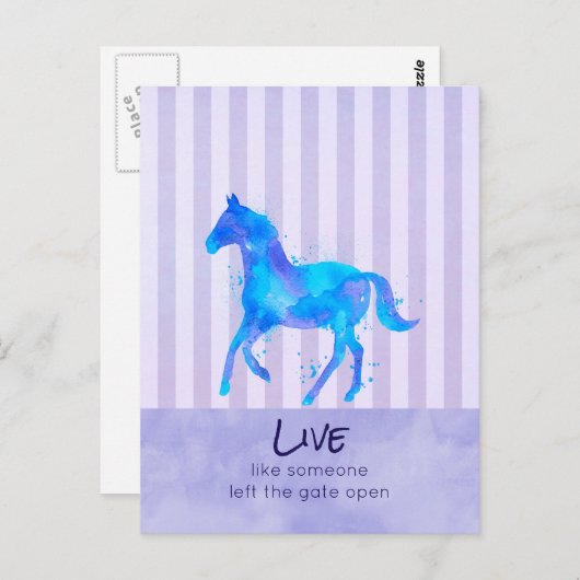 野生感動的の引用文のランニング馬 ポストカード (正面/裏面)