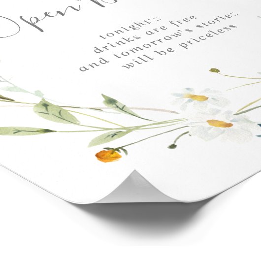 野生数々の色フローラ結婚の開いたバー標識 ポスター (角)