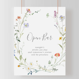 野生数々の色フローラ結婚の開いたバー標識 ポスター