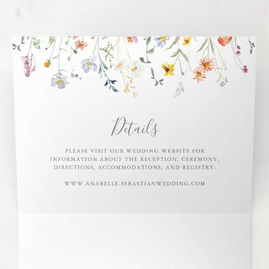 野生数々の色フローラ結婚の 三つ折り招待状 (内部最初)