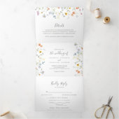 野生数々の色フローラ結婚の 三つ折り招待状 (内部)