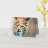 野生猫の挨拶状 カード (黄色い花)