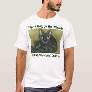 野生猫のTシャツ-深緑色のレタリング Tシャツ