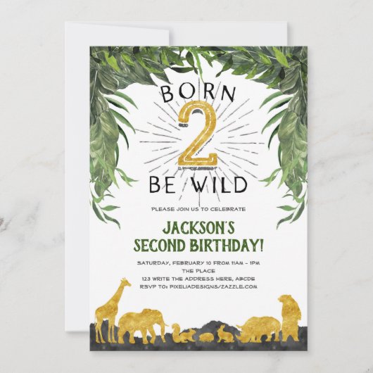 野生生まれになること,サファリ,ジャングル動物,第2位 招待状 (正面)