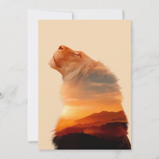 野生生まれのアフリカのライオン誕生日 招待状 (裏面)