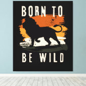 野生生まれの獅子の動物 キャンバスプリント (インサイチュ (ウッドフロア))