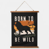 野生生まれの獅子の動物 吊り下げ型タペストリー (正面)