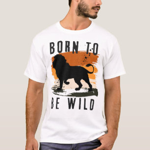 野生生まれの獅子の動物 Tシャツ