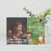 野生生まれの誕生日ジャングル動物になる写真 招待状 (スタンド正面)