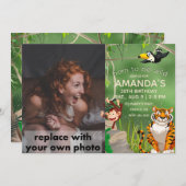 野生生まれの誕生日ジャングル動物になる写真 招待状 (正面/裏面)