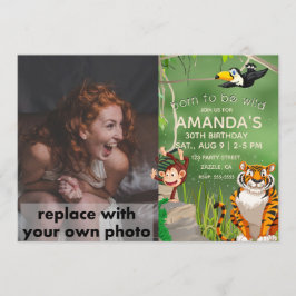 野生生まれの誕生日ジャングル動物になる写真 招待状