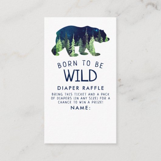 野生生まれの赤ちゃんシャワーおむつラッフル エンクロージャーカード (正面)