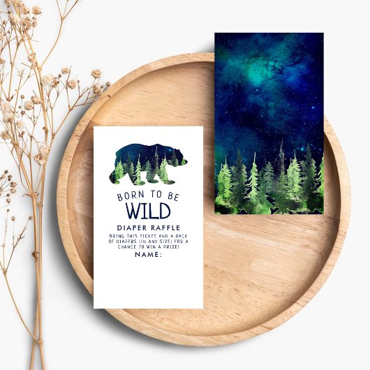 野生生まれの赤ちゃんシャワーおむつラッフル エンクロージャーカード